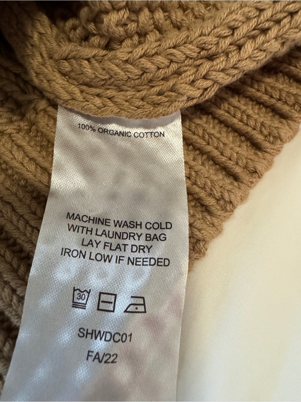 Quince 100% Organic Cotton Oversized Cable Knit Cardigan Brown L - Picture 4 of 5